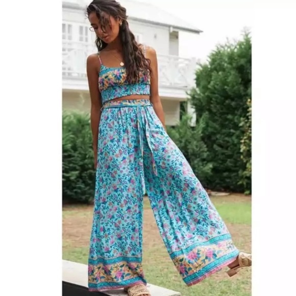 Pants - SOLD OUT Boho Floral Gypsy Crop Top & Wide Leg Pant Set